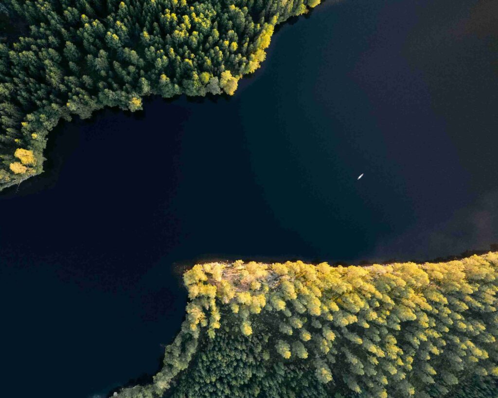 drone image canoë Suède